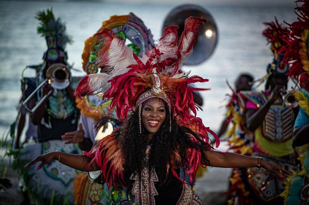 atlantis junkanoo band on beach color